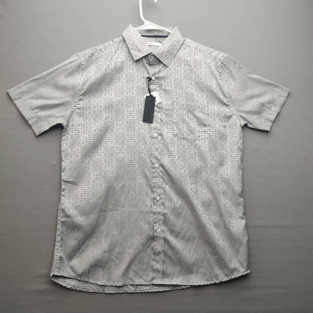 West Oak Men's‎ Gray Metallic Button Up Shirt Short Sleeve Large Nwt